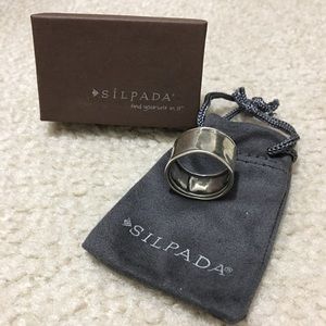 Silpada Hammered Cuff Sterling Wide Band Ring